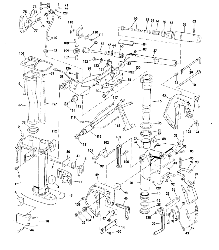 Johnson Exhaust Housing Parts for 1975 9.9hp 10EL75C