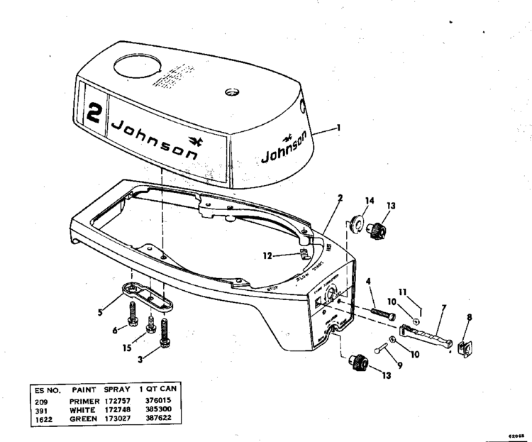 Johnson Motor Cover Parts for 1976 2hp 2R76S Outboard Motor