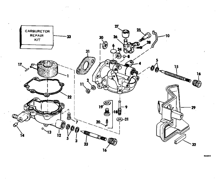 Evinrude Carburetor Parts for 1981 2hp E2RCIB Outboard Motor