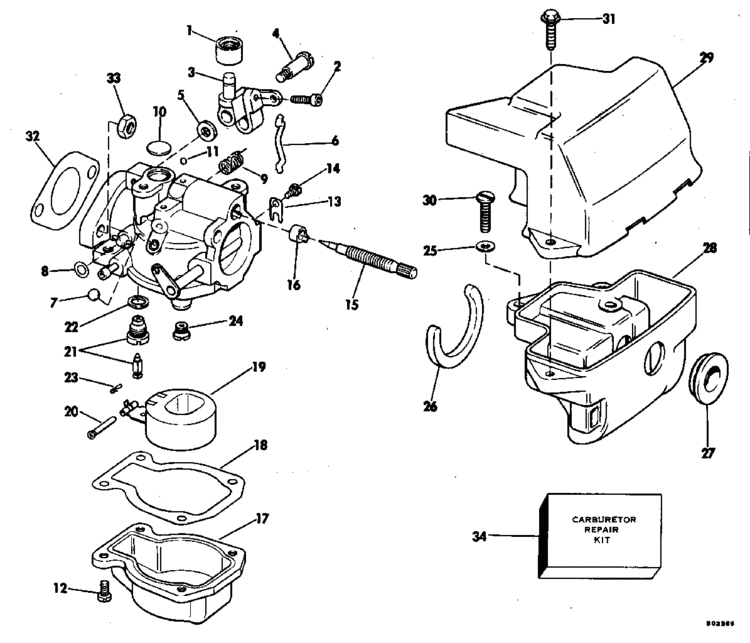 New OEM OMC P/N 392182 390249 394630 Carburetor 198083 7.5 HP Evinrude