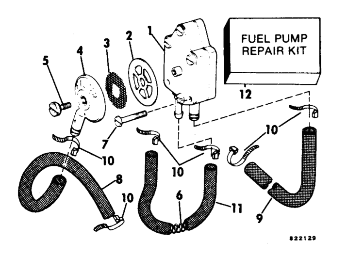 Vue éclatée pompe à essence evinrude bj4bretb 2t.