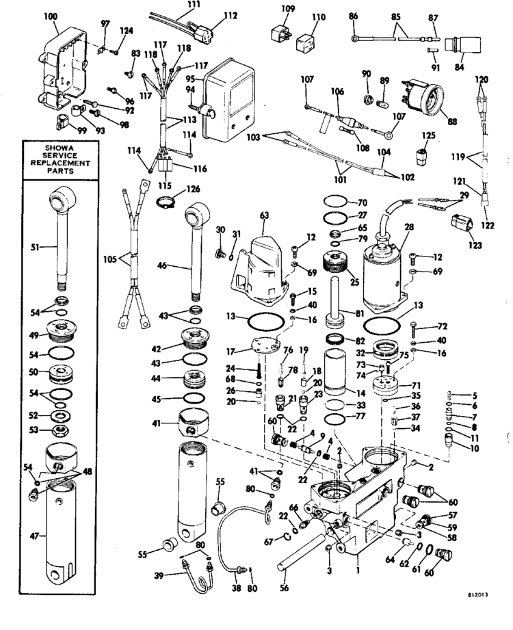 Johnson Outboard 115HP OEM Parts Diagram for Power Trim/Tilt