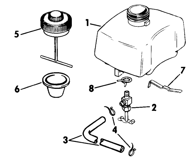 Johnson Fuel Tank Parts for 1984 2hp J2RCRS Outboard Motor