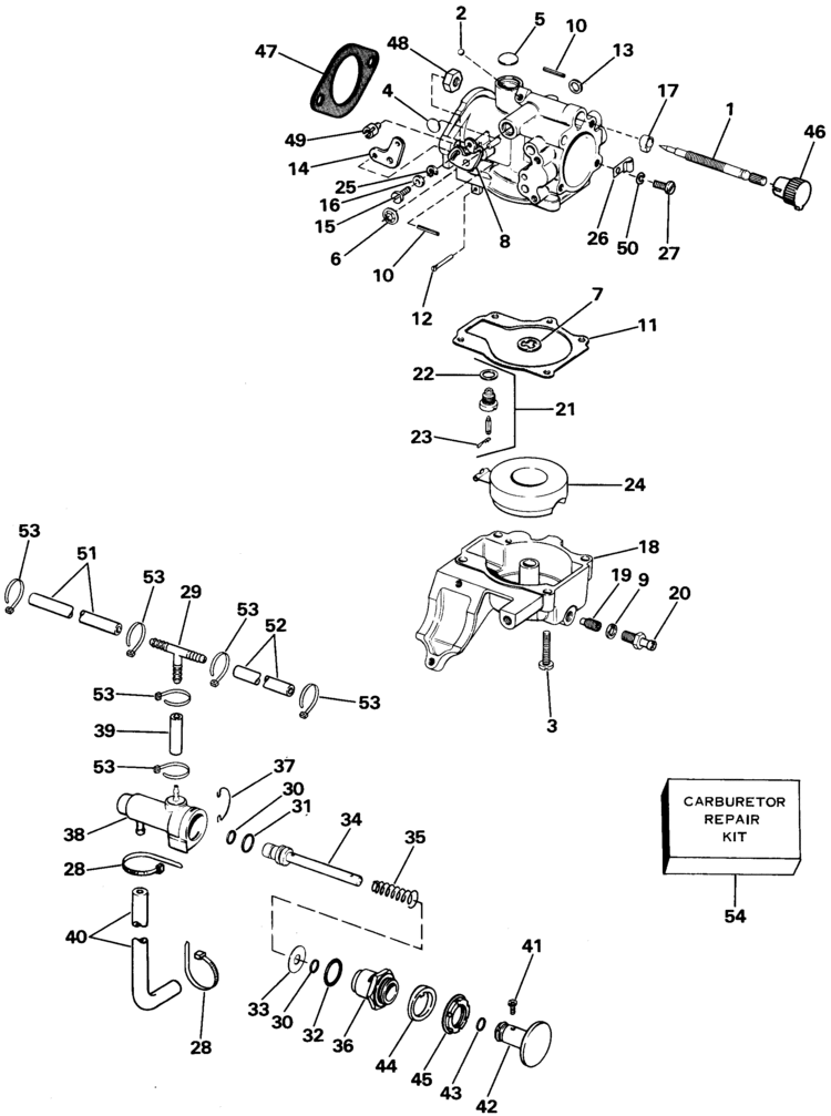 Carburetor Repair Kit for 1985 Johnson 25HP J25RLCOS J25RCOS J25ECOC Engines