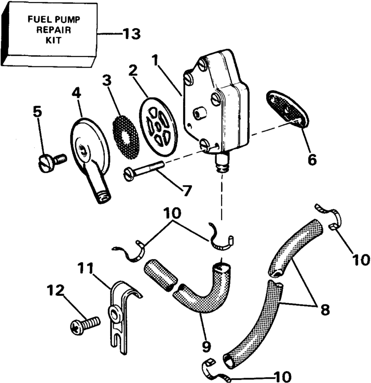 Johnson Fuel Pump And Filter Parts For 1985 50hp J50belcob