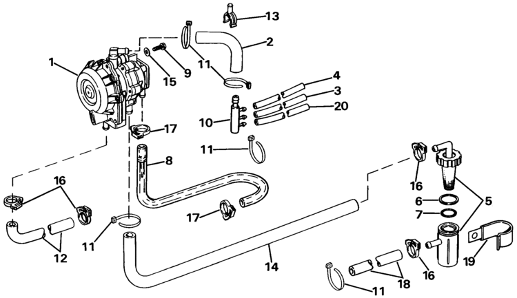 Johnson Vro Pump Parts for 1985 40hp J40RCOB Outboard Motor