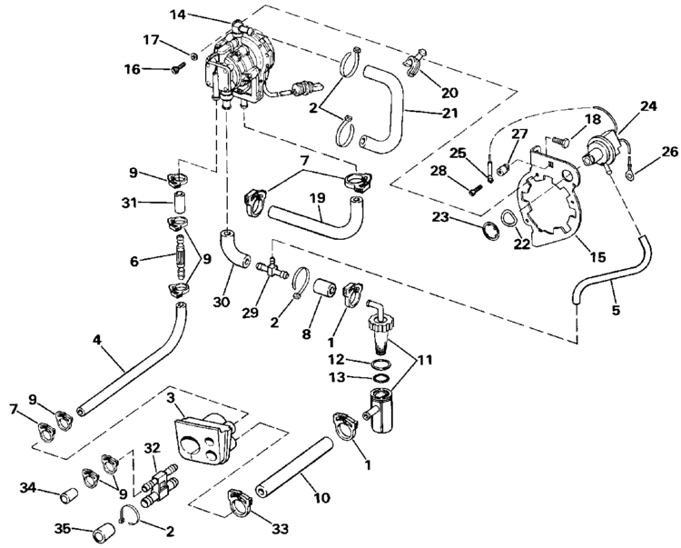 Johnson Vro Pump Parts for 1986 225hp J225TLCDA Outboard Motor
