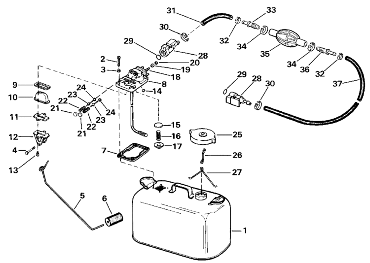 Johnson Fuel Tank With Gauge Parts for 1987 50hp J50BELCUD Outboard Motor