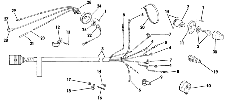 evinrude wiring kit parts for 1987 48hp e48eslcus outboard motor 48 Hp Evinrude Wiring Diagram evinrude 28 spl ignition wiring diagram