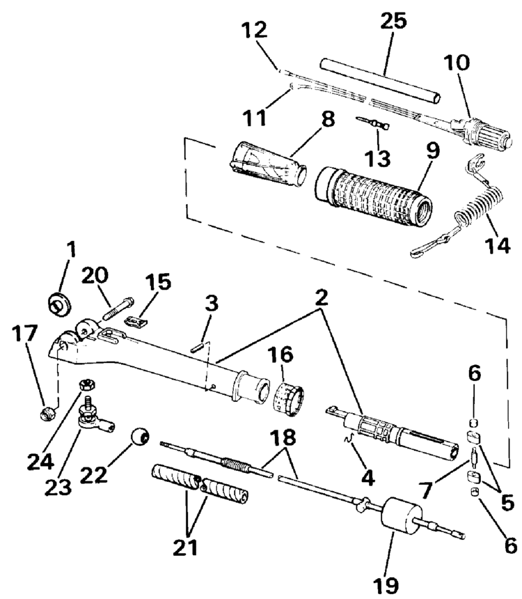 Evinrude Steering Handle Parts for 1989 20hp E20CRLCEM ... 20 hp johnson outboard diagram 