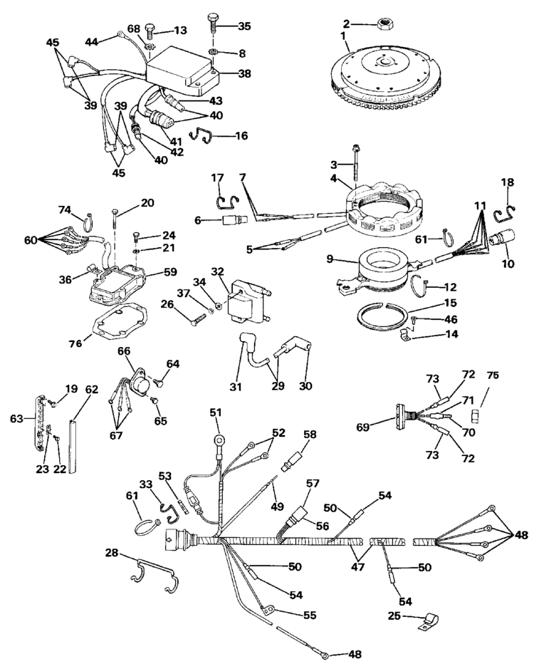 Evinrude Ignition System Parts for 1989 100hp E100STLCEM Outboard