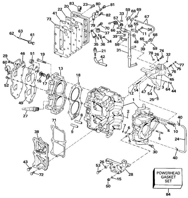 Evinrude Cylinder & Crankcase Parts for 1990 20hp e20elesb