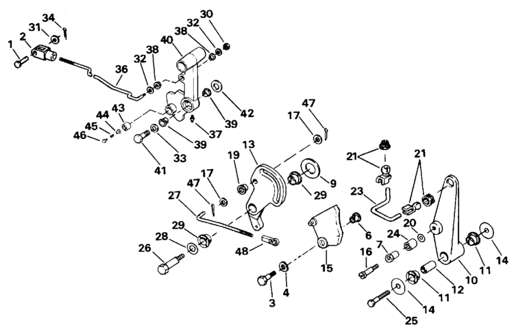 Johnson Shift & Throttle Linkage Parts for 1991 60hp J60TTLEIB Outboard