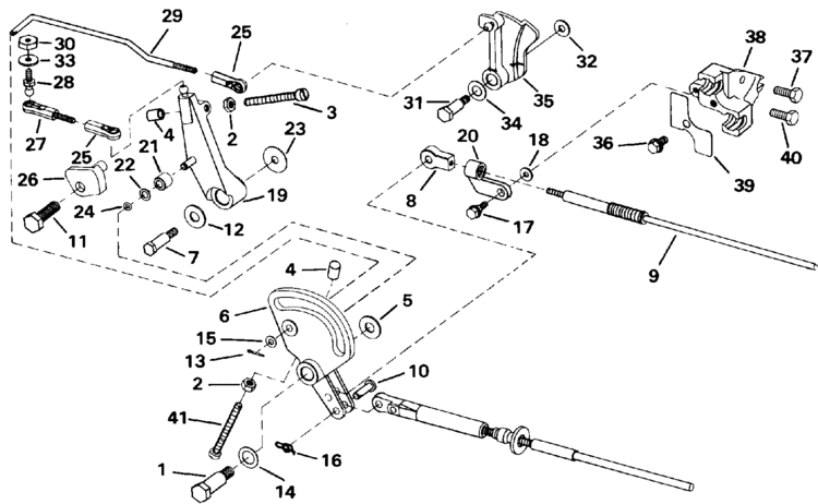Johnson Shift & Throttle Linkage Parts for 1992 50hp VJ50TLENM Outboard