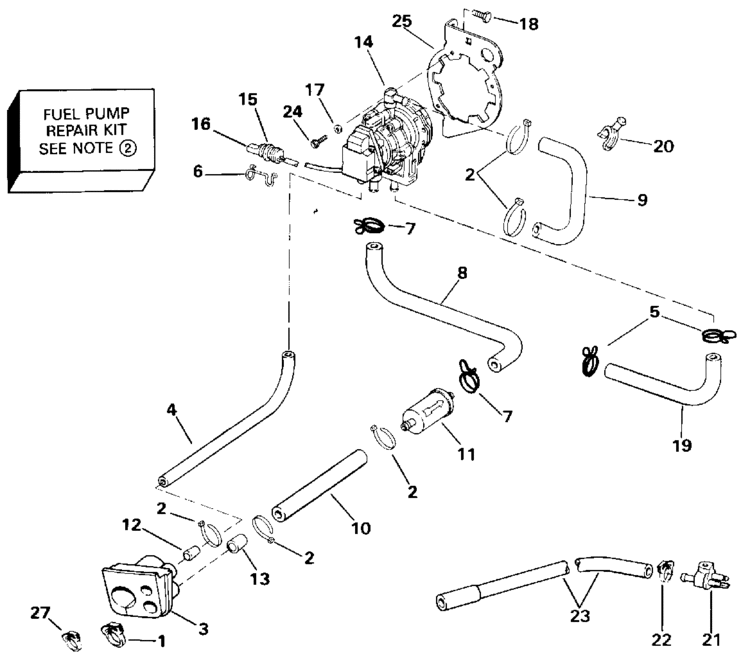 Evinrude Fuel Pump Parts for 1993 120hp E120TLETS Outboard Motor