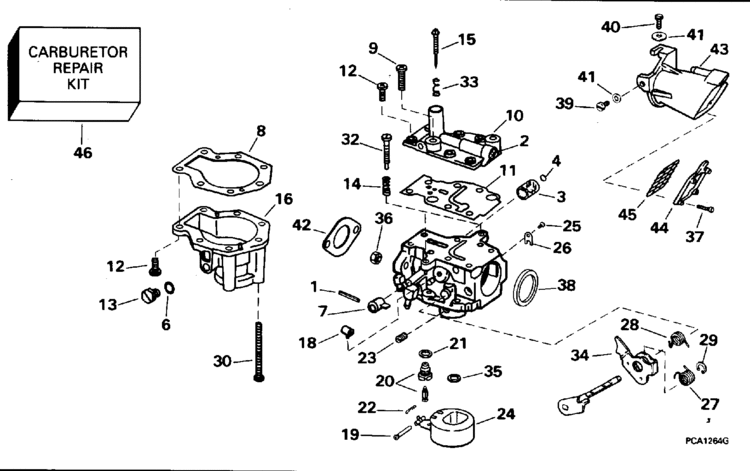 Johnson Carburetor - 9.9 H.p. Parts for 1995 9.9hp J10FRELEOC Outboard
