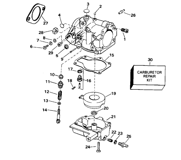 E25EESE TE25ELESE Engine Carburetor Repair Kit for 1990 Evinrude 25HP E25RESB