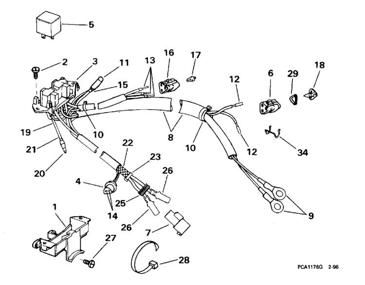 Johnson Outboard 115HP OEM Parts Diagram for Power Trim/Tilt