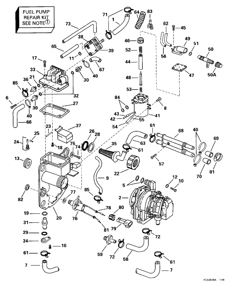 Evinrude Fuel Bracket  U0026 Components Parts For 1996 150hp