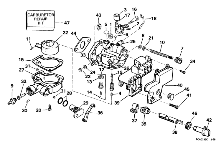Johnson Carburetor Parts For 1999 4hp J4reea Outboard Motor