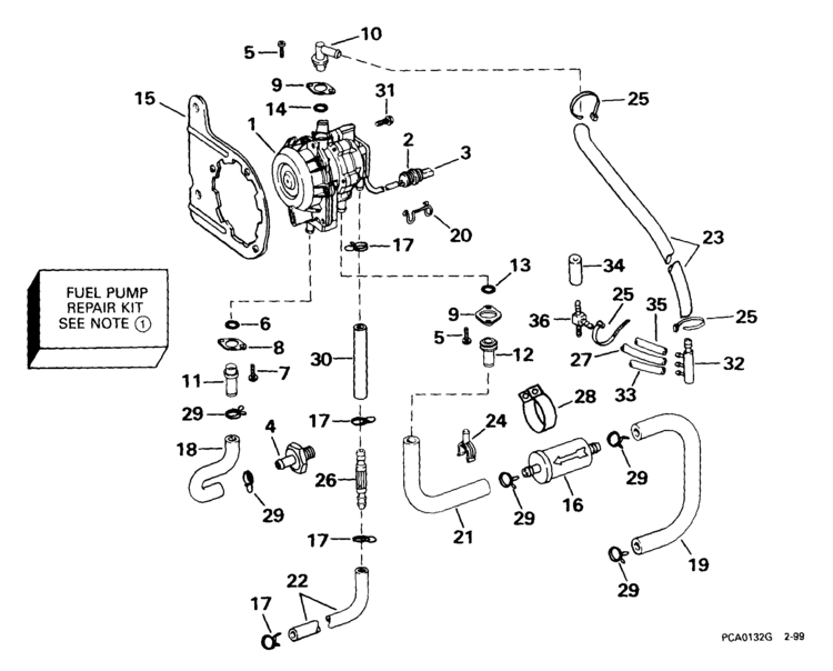 Johnson Fuel Pump Parts for 1999 70hp J70PLEEE Outboard Motor