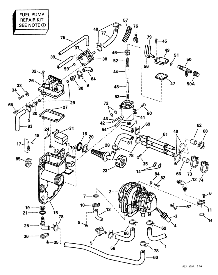 Johnson Fuel Bracket  U0026 Components Parts For 1999 90hp