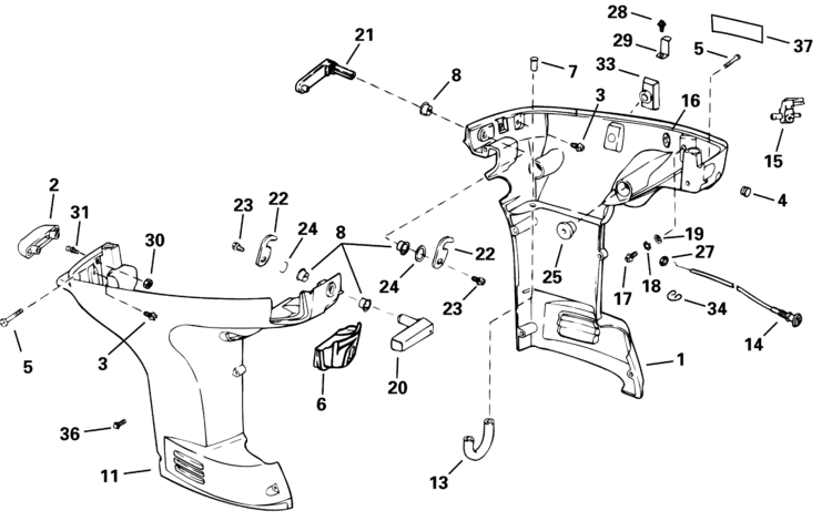 Johnson /& Evinrude Lower Cover Bumper 0344466 344466