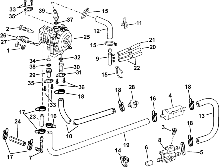 Johnson Fuel / Oil Pump Parts for 2003 50hp J50PLSTD Outboard ...