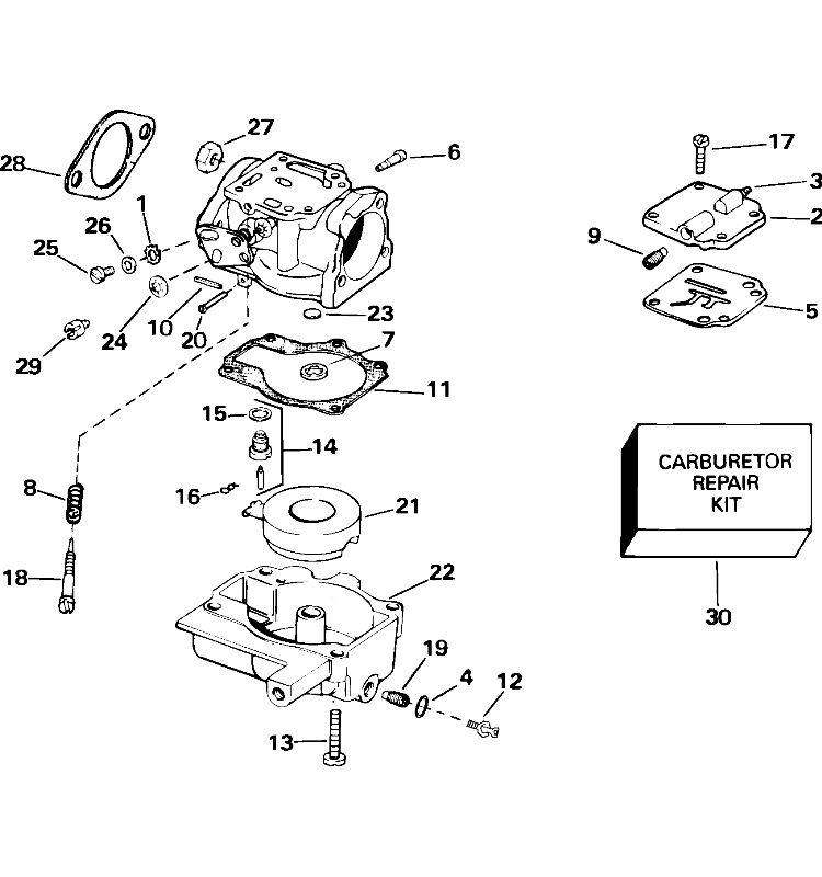 Johnson Carburetor - 30hp Parts for 2004 30hp J30RSRE Outboard Motor
