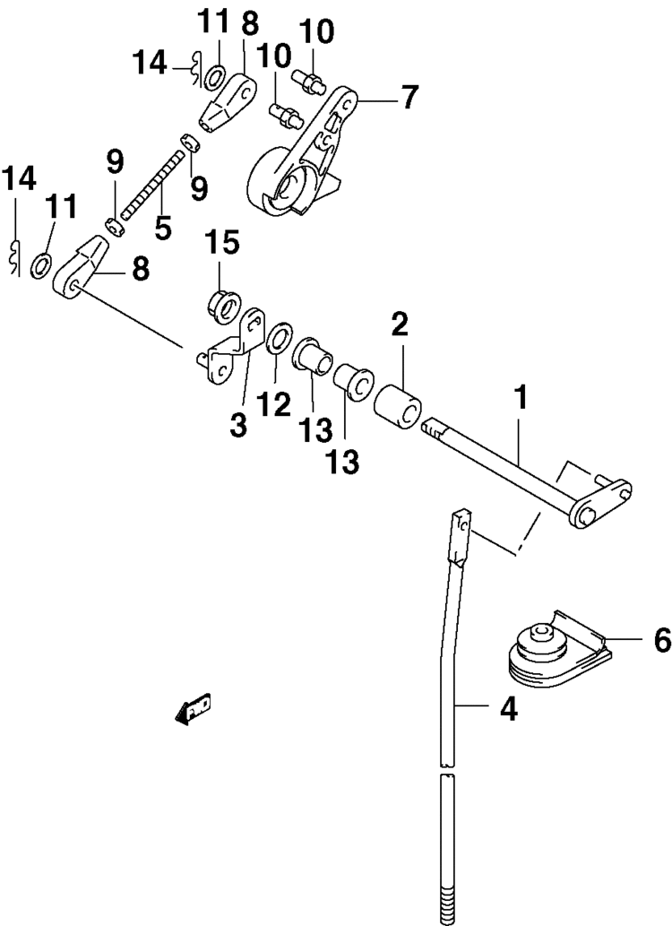 Johnson Shift Lever Parts for 2004 70hp BJ70PL4SRR Outboard Johnson Shift Lever Parts for 2004 70hp BJ70PL4SRR Outboard