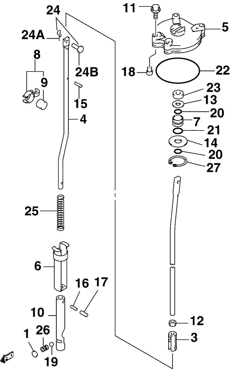 Johnson Shift Rod Linkage Parts for 2004 60hp J60PL4SRR Outboard Motor