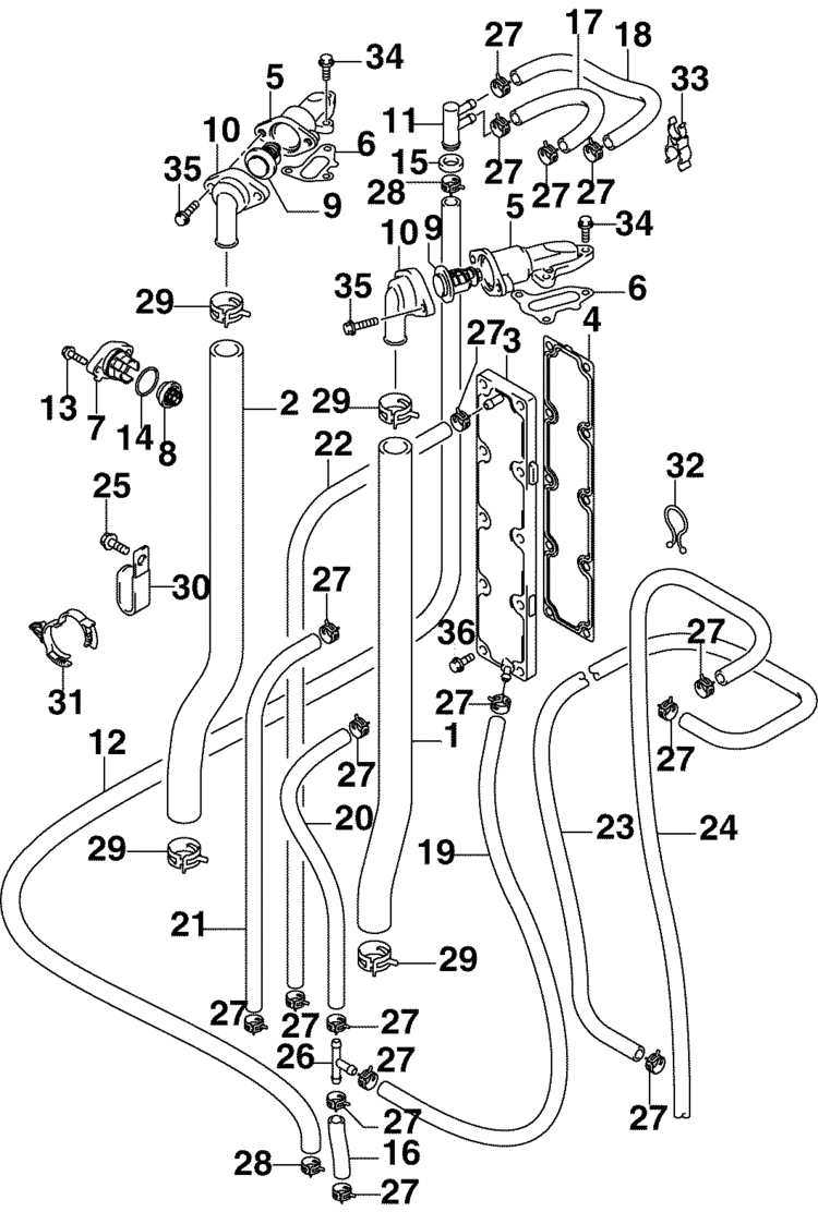 Johnson Thermostat  U0026 Cooling Hoses Parts For 2004 200hp