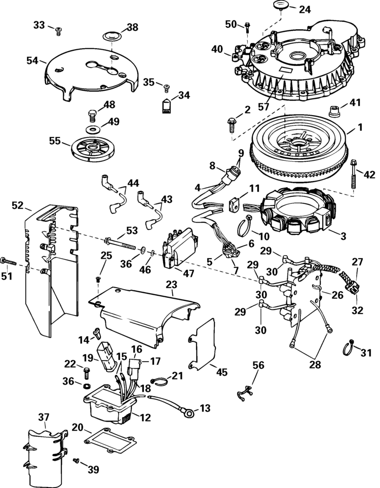Johnson Electrical System Parts For 2005 90hp J90plsoa Outboard Motor