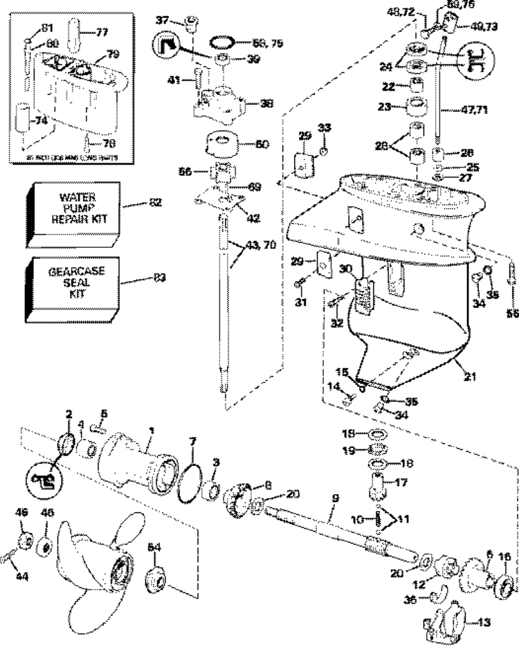 Johnson Gearcase Parts For 2006 15hp J15rsdr Outboard Motor