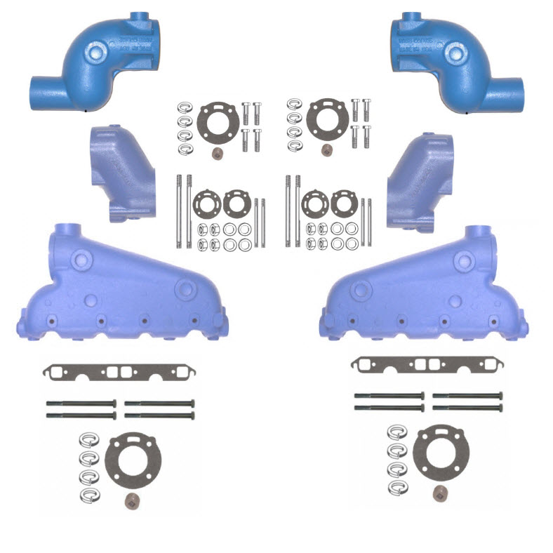 Barr Marine CR-KT-V8573IEND4R - Exhaust Manifold Riser Kit for Crusader 5.0 and 5.7L End Style 3 Inch Elbow and 4 Inch Riser