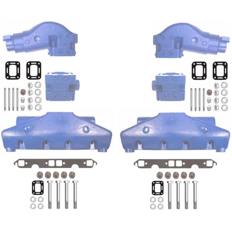 Barr Marine CRKTV8SB4ICR4R Exhaust Manifold Riser Kit for Crusader 5.0 and 5.7L Center Style