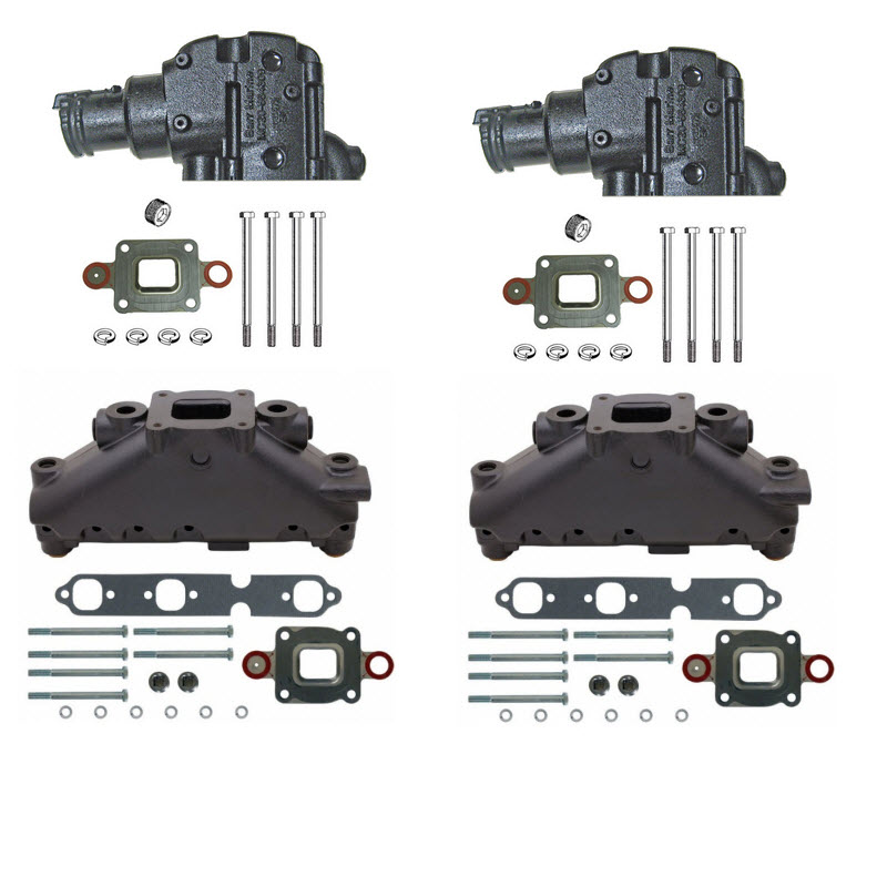 Barr Marine MCKTV643DJ7R Exhaust Manifold Riser Kit for Mercruiser V6 Dry Joint 4.3L with 7