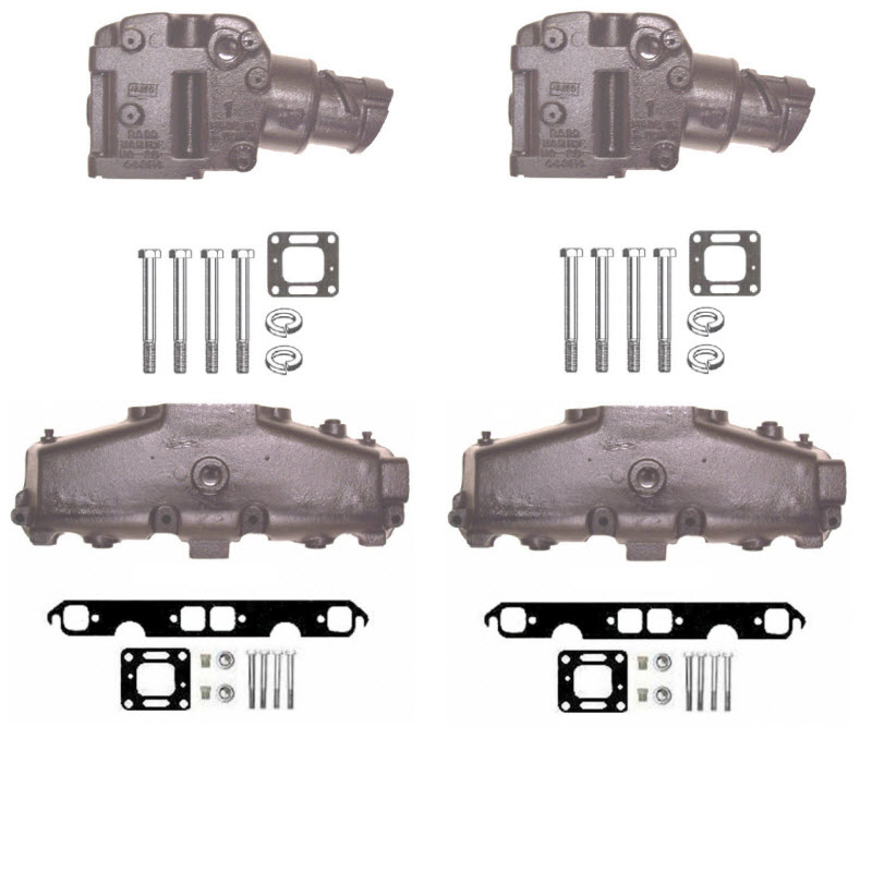 Barr Marine MCKTV8574I7D Exhaust Manifold Riser Kit for Mercruiser