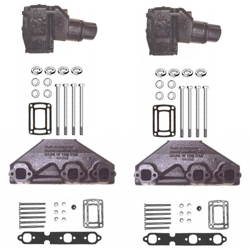 Barr Marine OMC-KT-V643L4ID - Exhaust Manifold Riser Kit for OMC 4.3L with 4 Inch ID Hose Risers