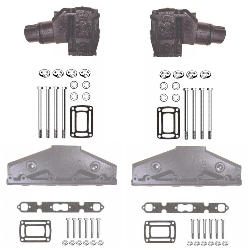 Barr Marine OMCKTV857L4ID Exhuast Manifold Riser Kit for OMC 5.0 and 5.7L with 4 Inch ID