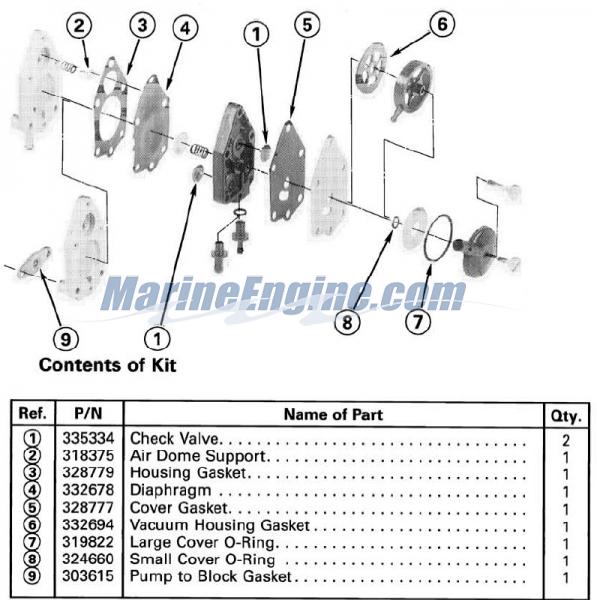 Evinrude Johnson OMC 0433519 Fuel Pump Repair Kit