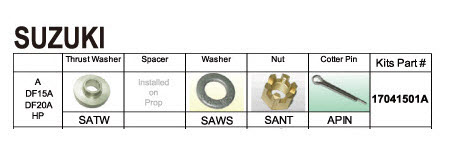 Solas Propeller 17041501A - Suzuki Prop Hardware Kit DF15A and DF20A