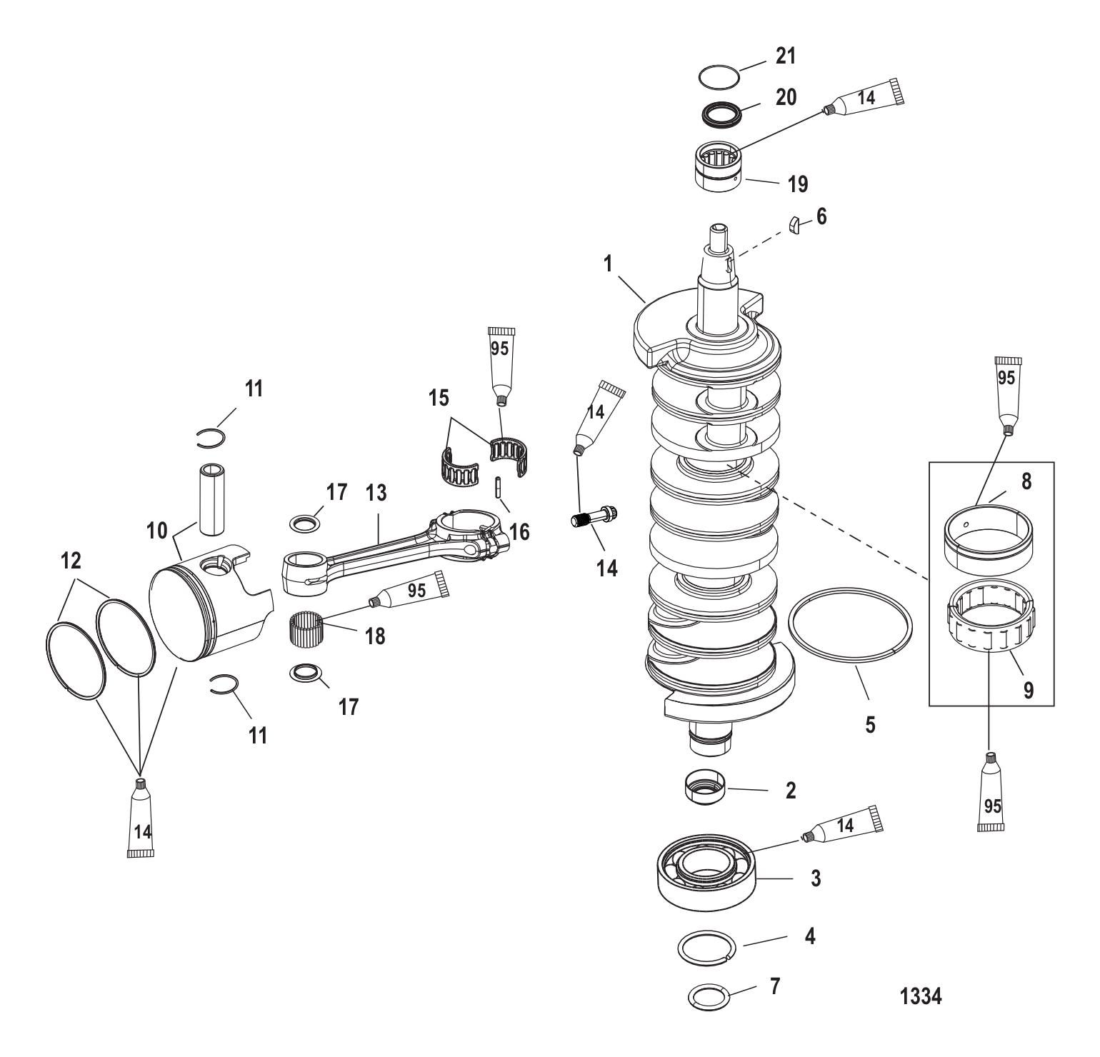 Crankshaft, Pistons & Connecting Rods 200 / 225 / 200 Pro XS