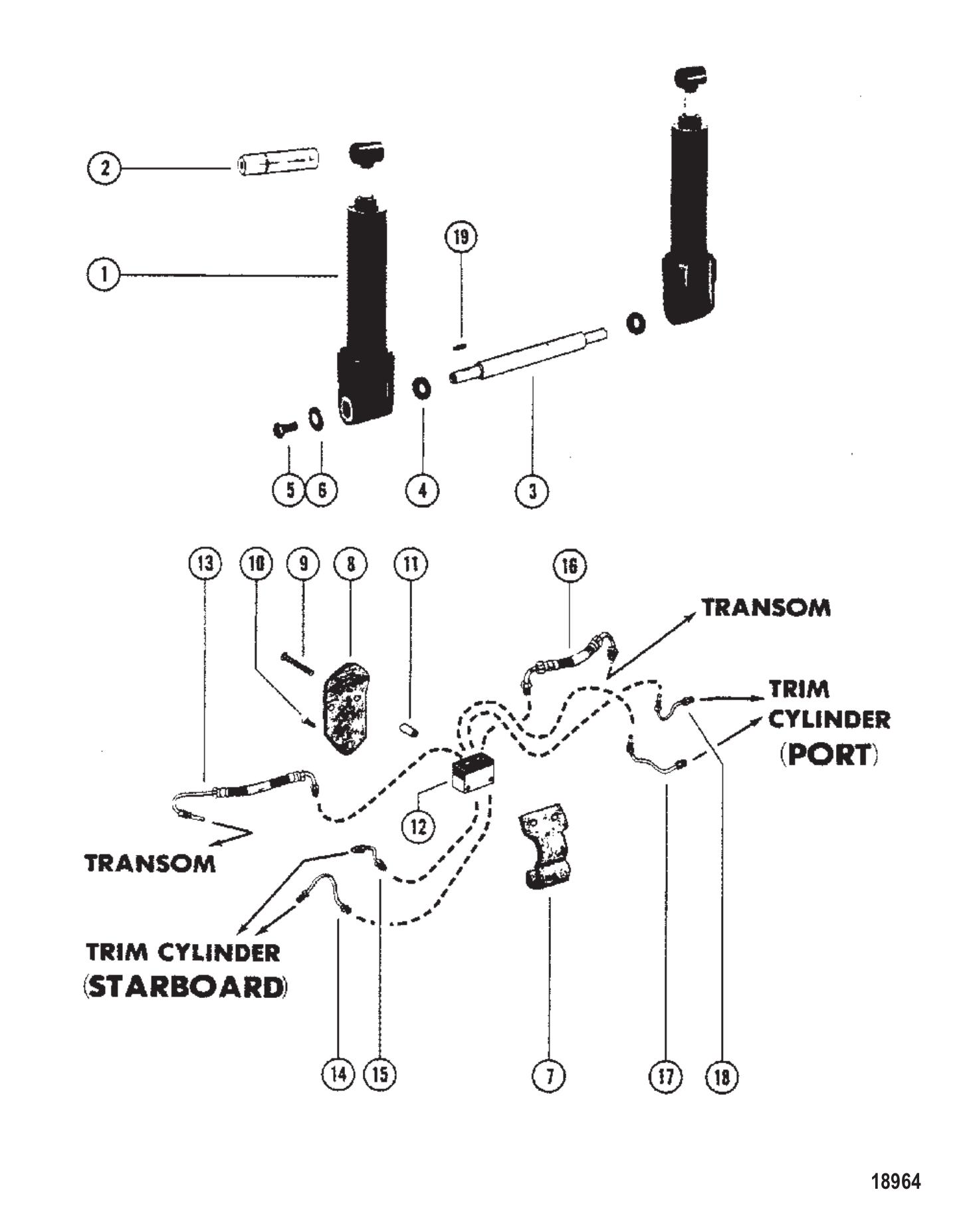 Trim Cylinder (S/N USA-5503246 / Aus-8062734 & Below)