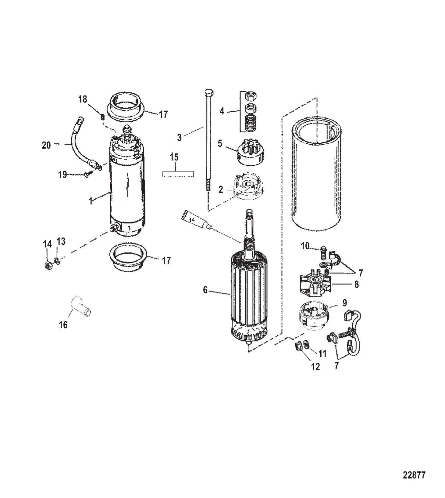 Starter Motor (225-S/N 0T467441 / 250-S/N 0T467334 &below)