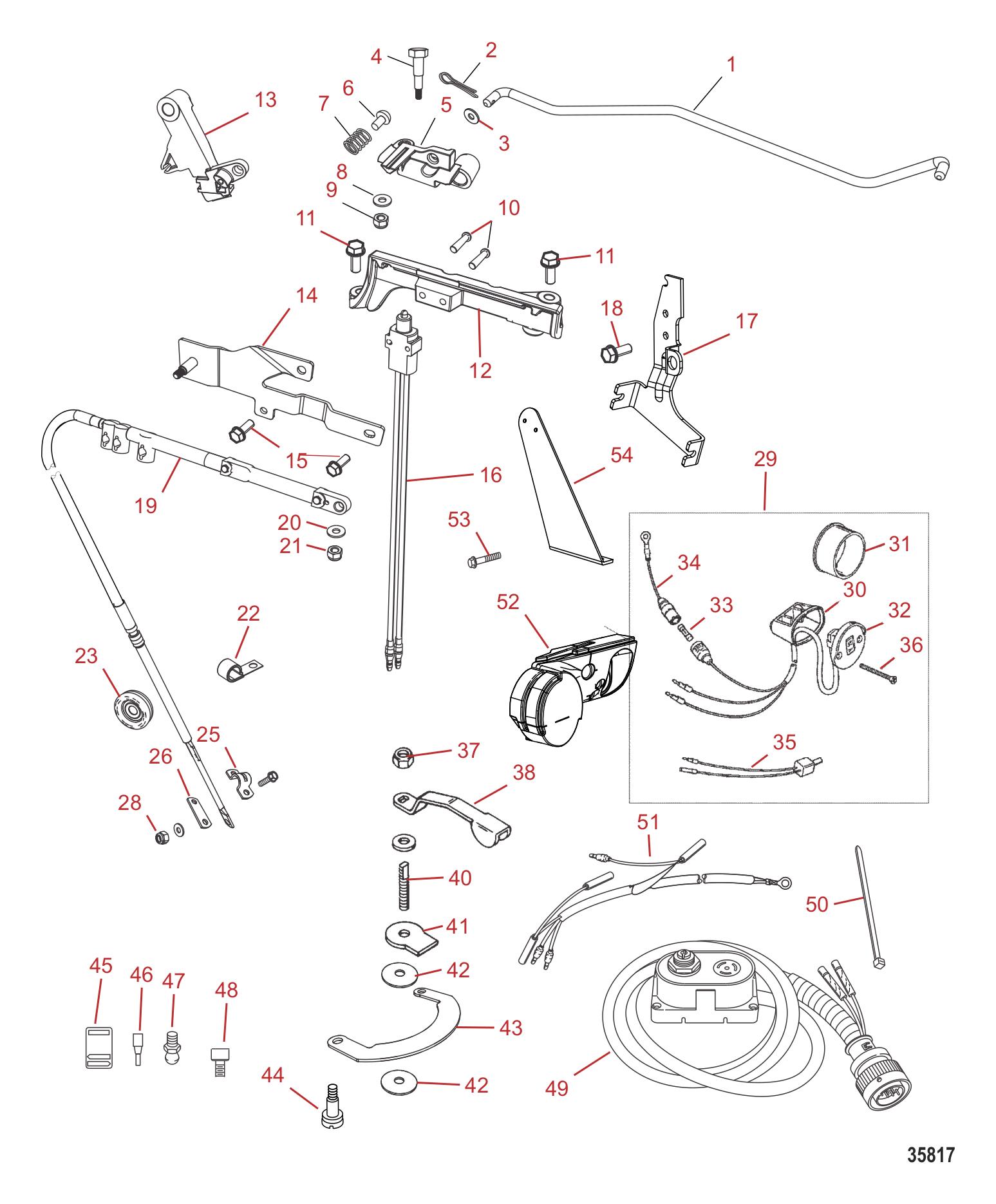 Tiller Handle Kit Components (Jet 35 / 40)