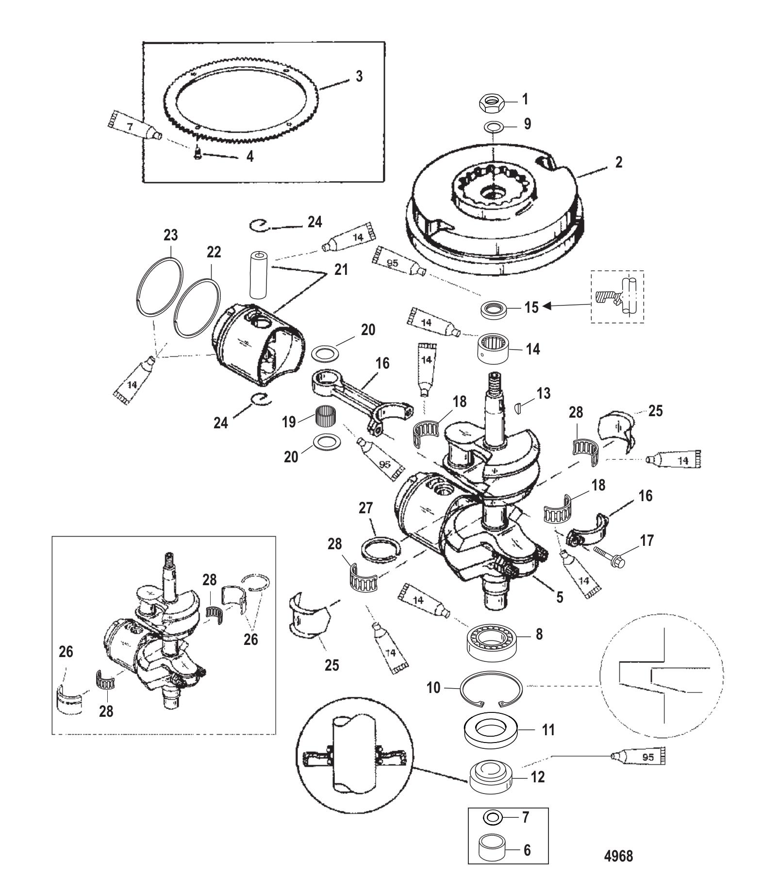 Crankshaft Pistons & Flywheel