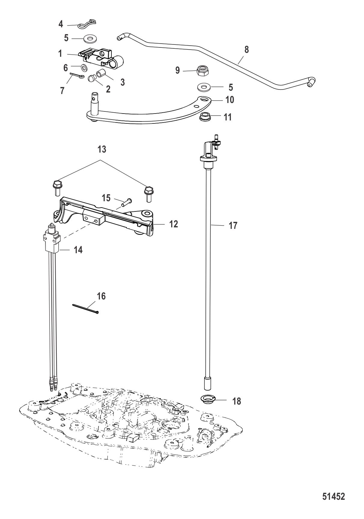 Shift Linkage Tiller, Design II-no Shift Detent