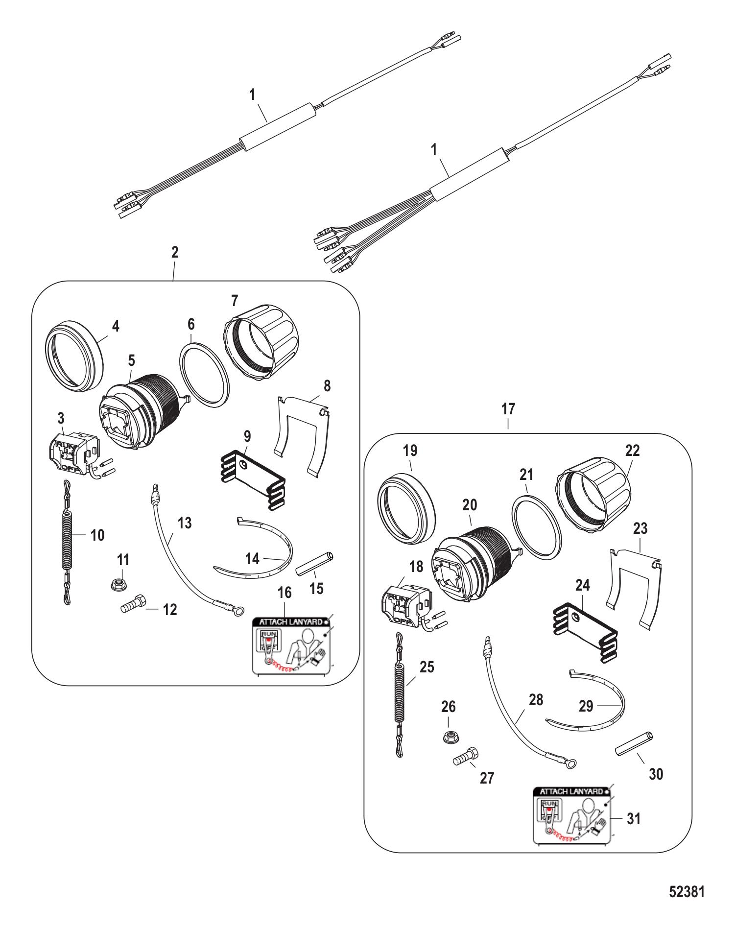 Stop Switch / Lanyard Kit-- Dash Mount