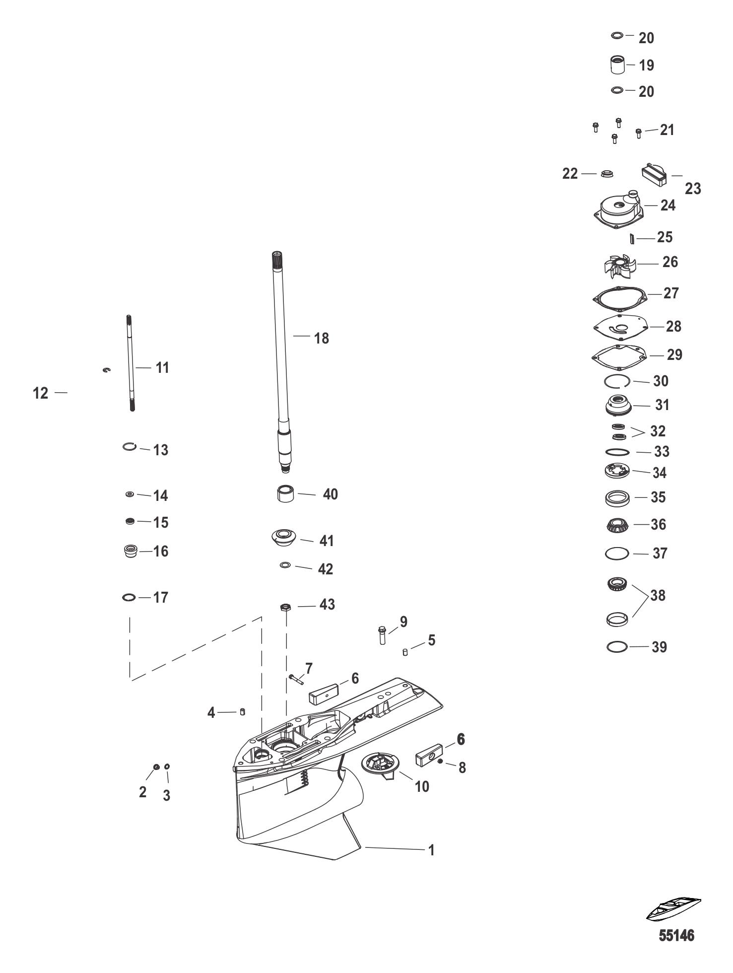 Gear Housing, Driveshaft 2.07:1 Standard Rotation